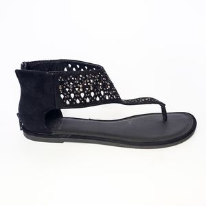 Yellowbox Black Zip-up Flat Sandals
